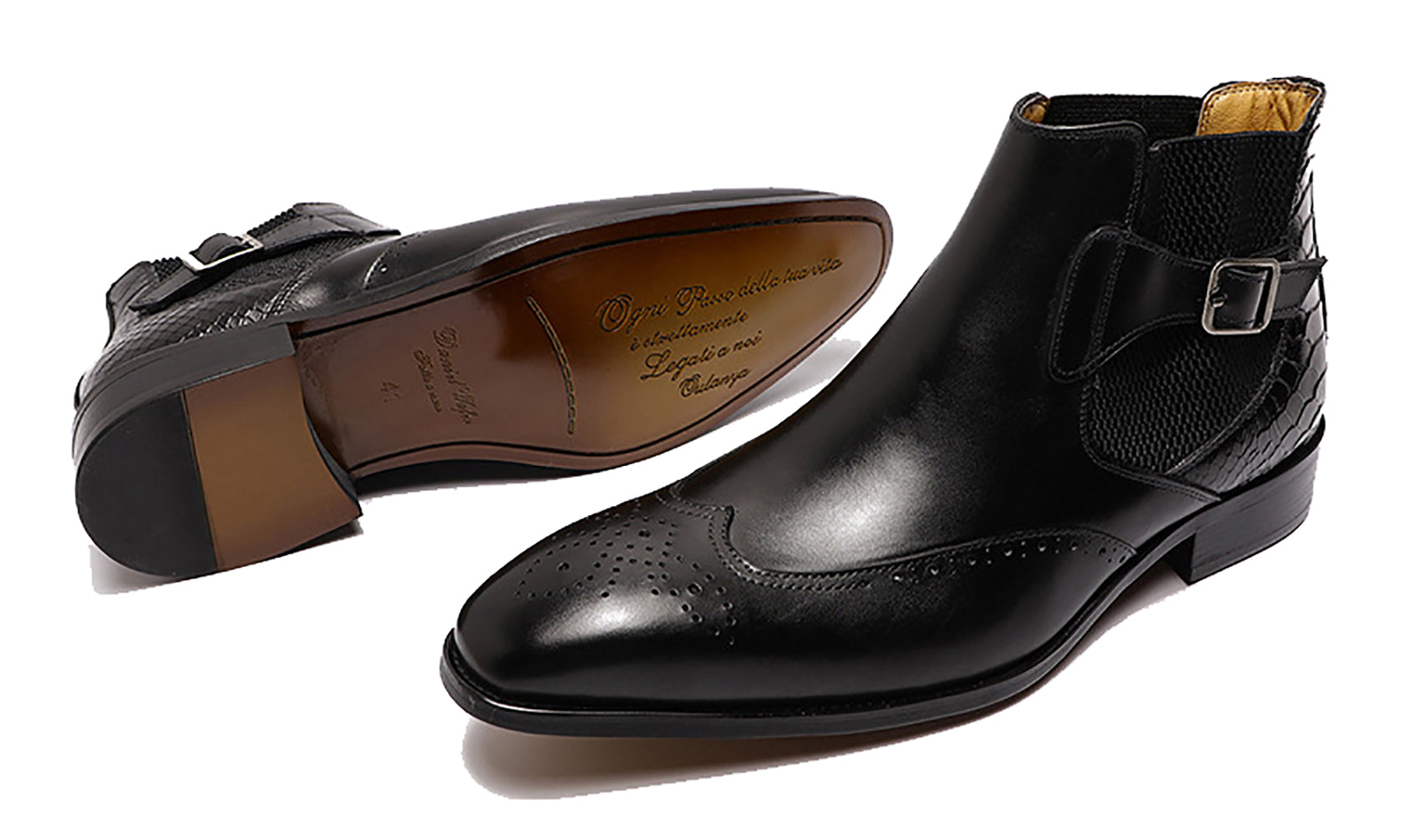Men's Handmade Buckle Wingtips Brogues Chelsea