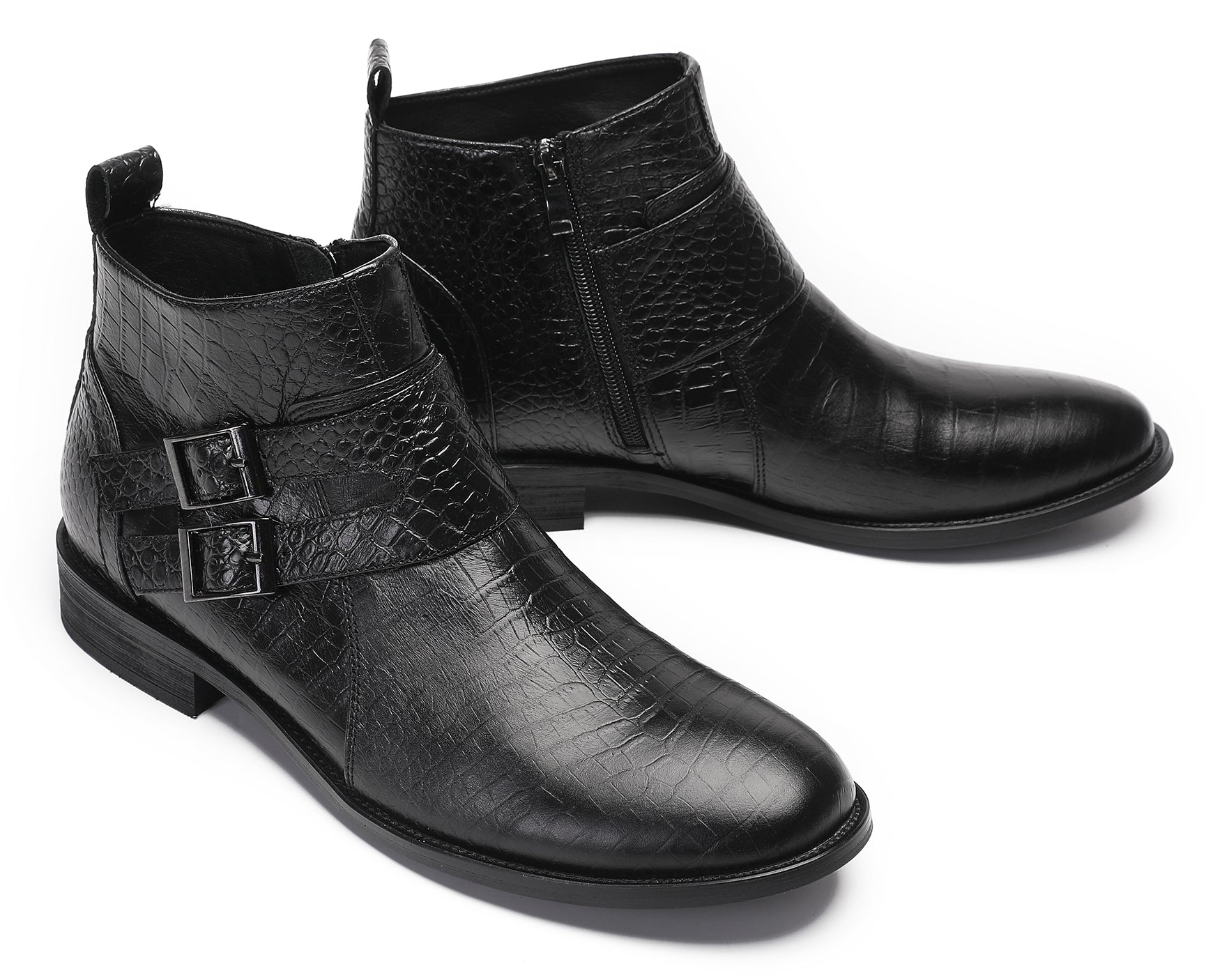 Mens Casual Ankle Boots with Zipper Buckles