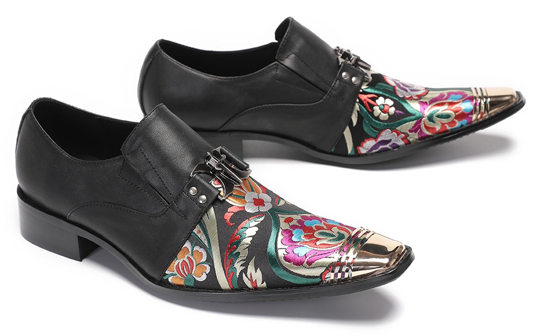 Mens Casual Embroidery Flowers Slip On Loafers