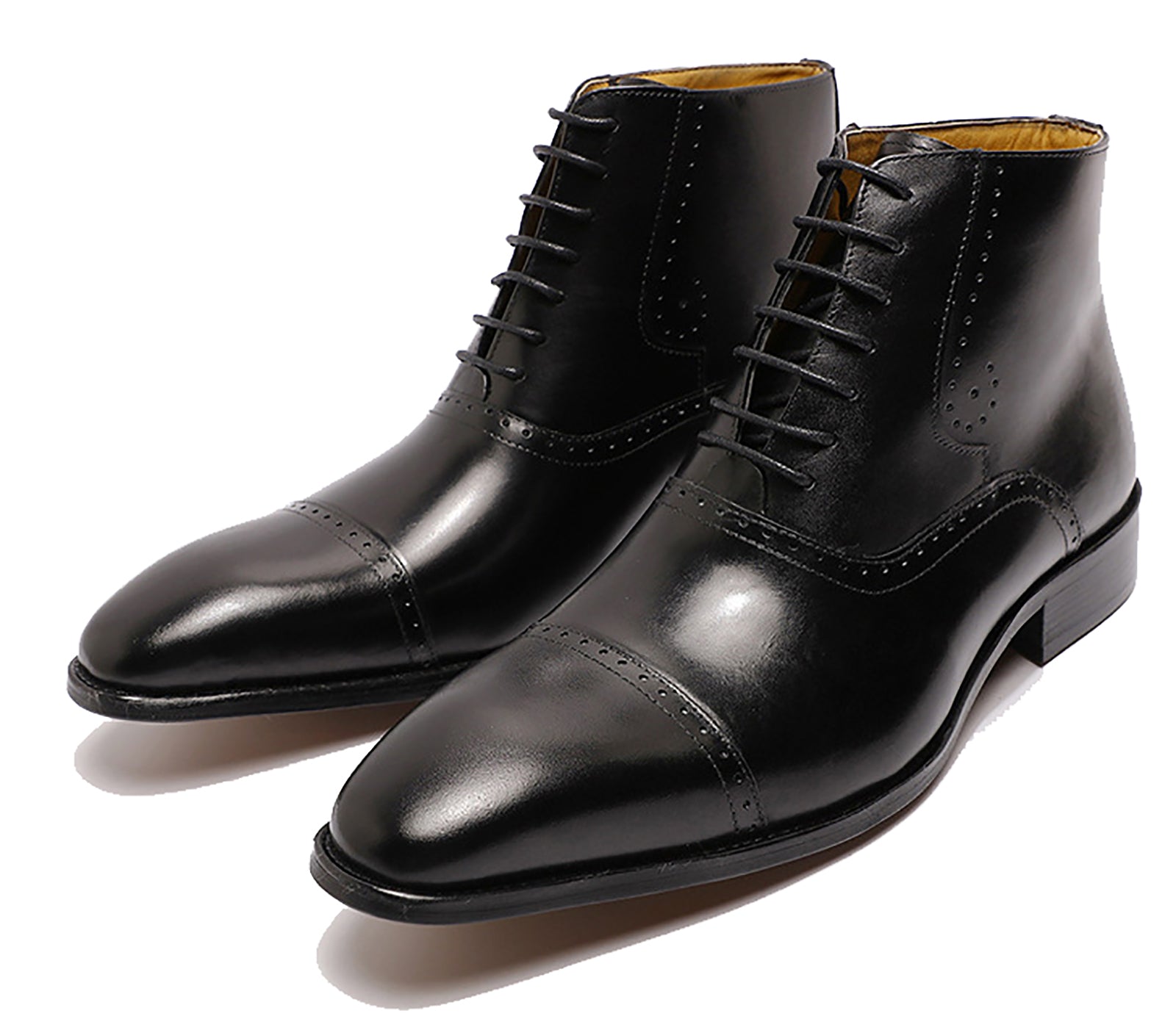 Botas Oxford de vestir semibrogues hechas a mano para hombre
