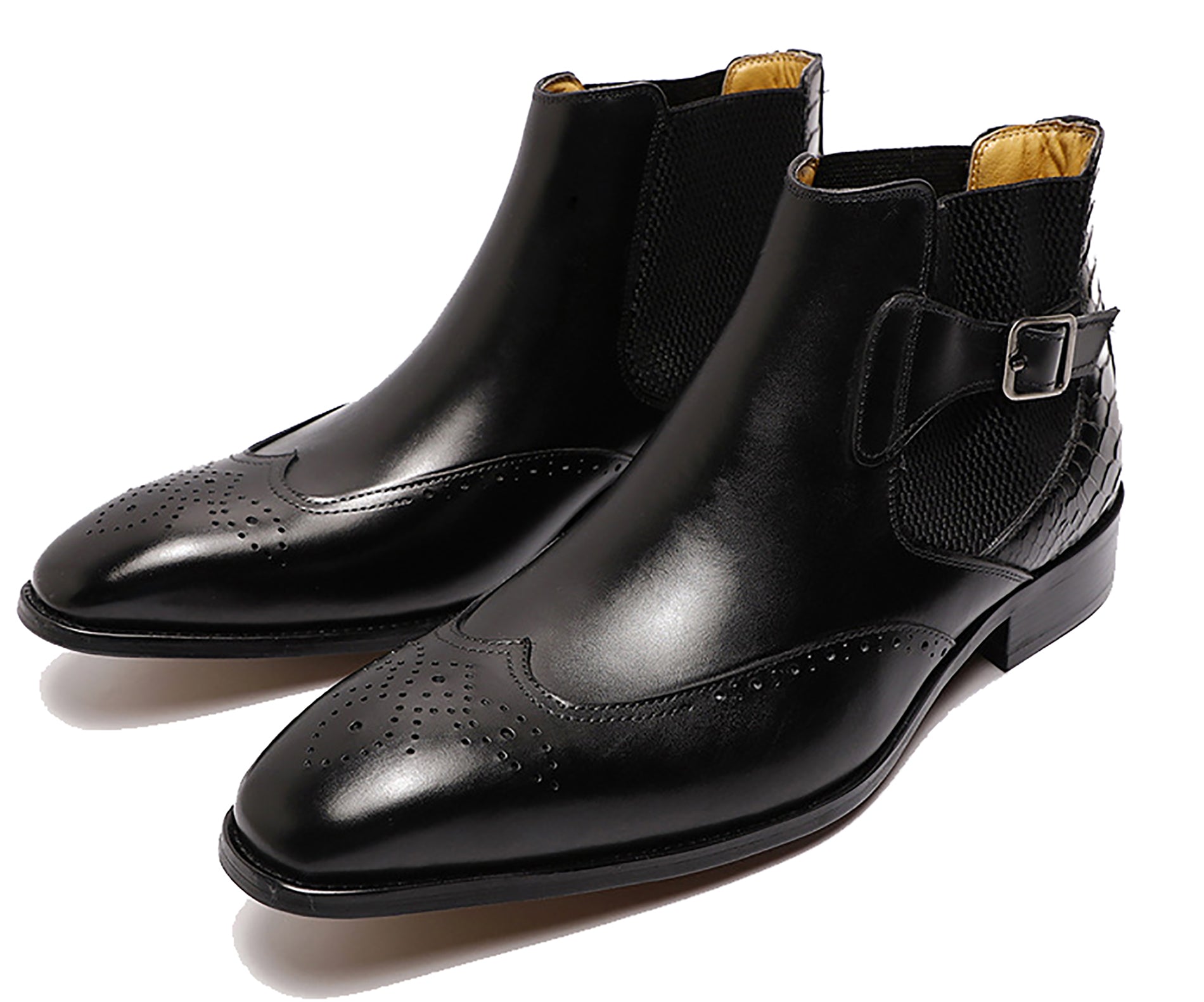 Men's Handmade Buckle Wingtips Brogues Chelsea