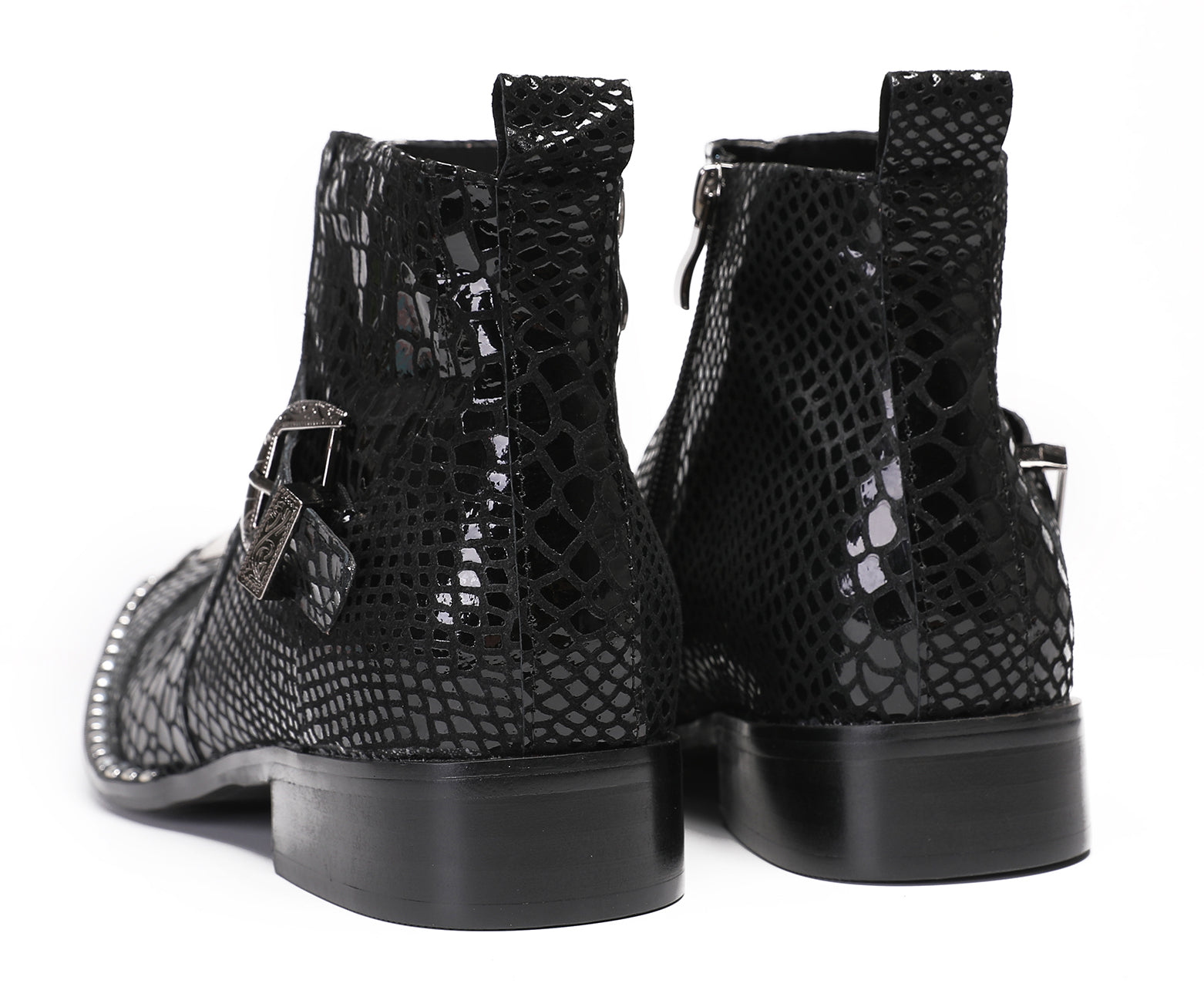 Mens Party Casual Zipper Buckle Western Boots