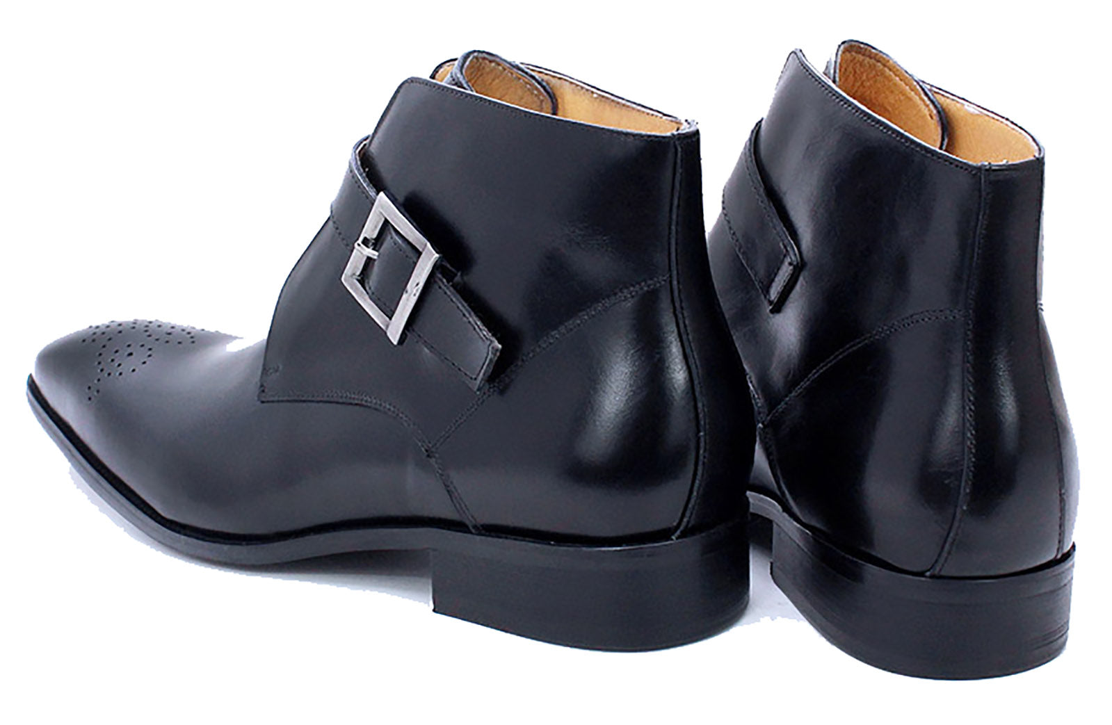 Botas de vestir tipo brogue con hebilla hechas a mano para hombre