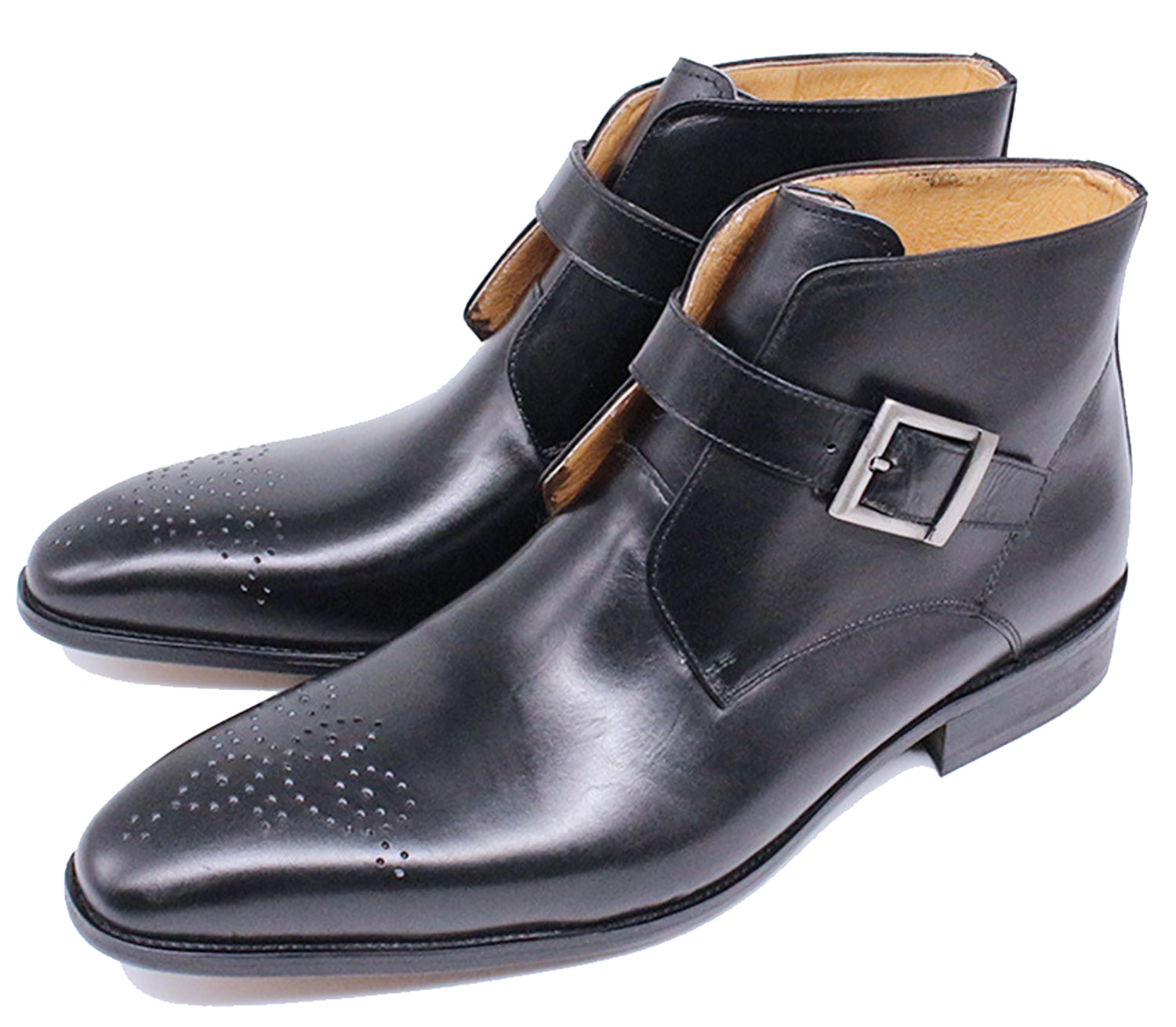 Botas de vestir tipo brogue con hebilla hechas a mano para hombre
