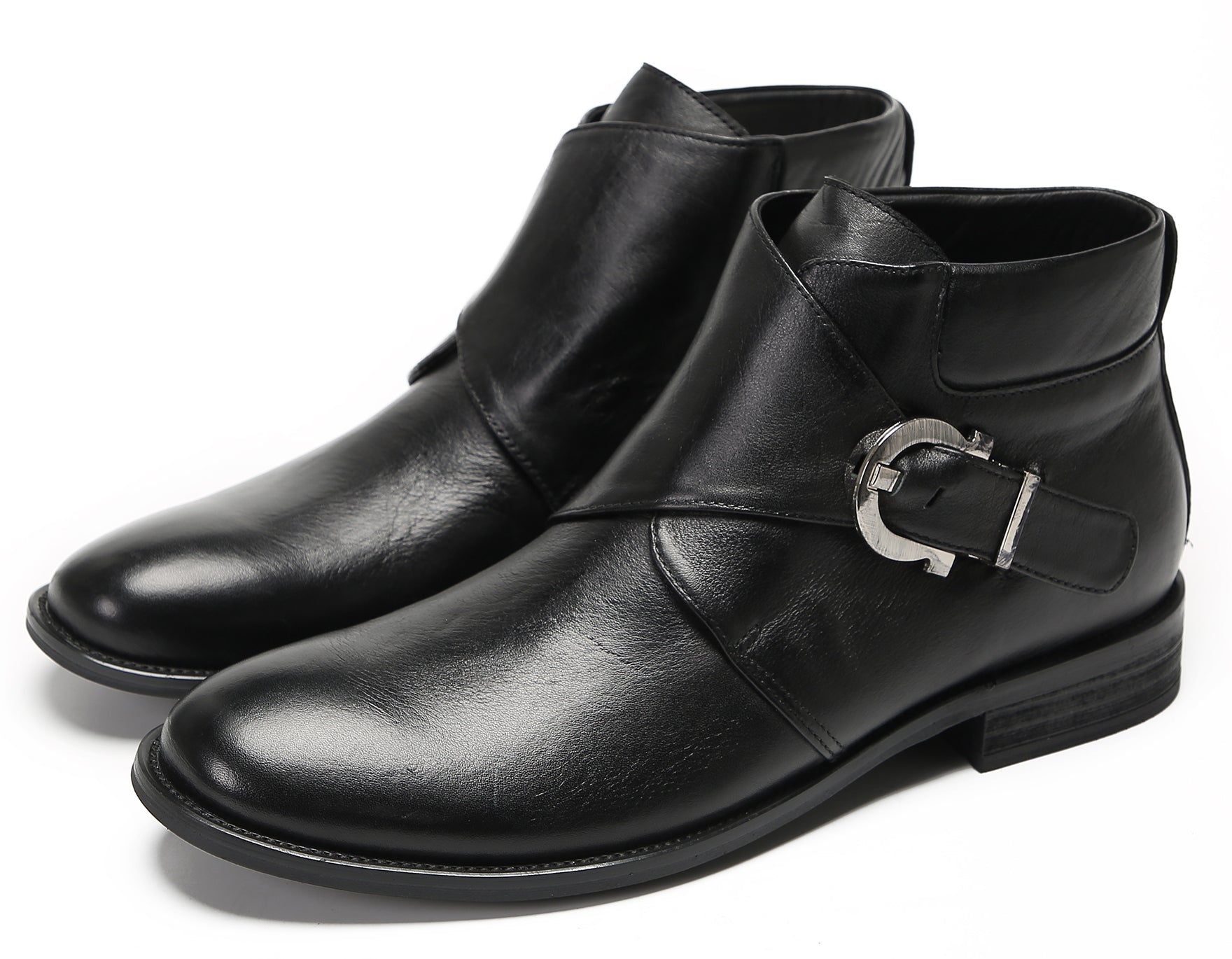 Mens Casual Buckle Ankle Western Boots
