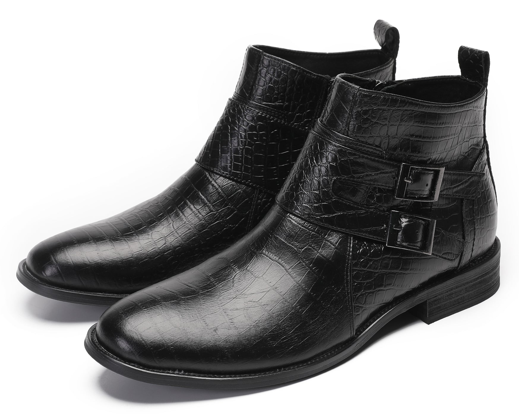 Mens Casual Ankle Boots with Zipper Buckles