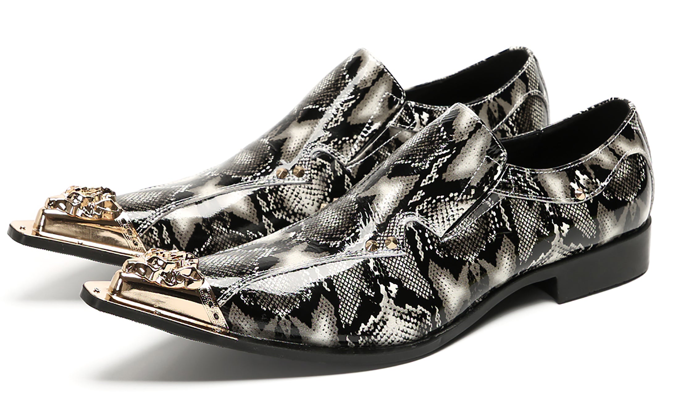 Mens Party Casual Metal Pointed Toe Ballroom Western Loafers