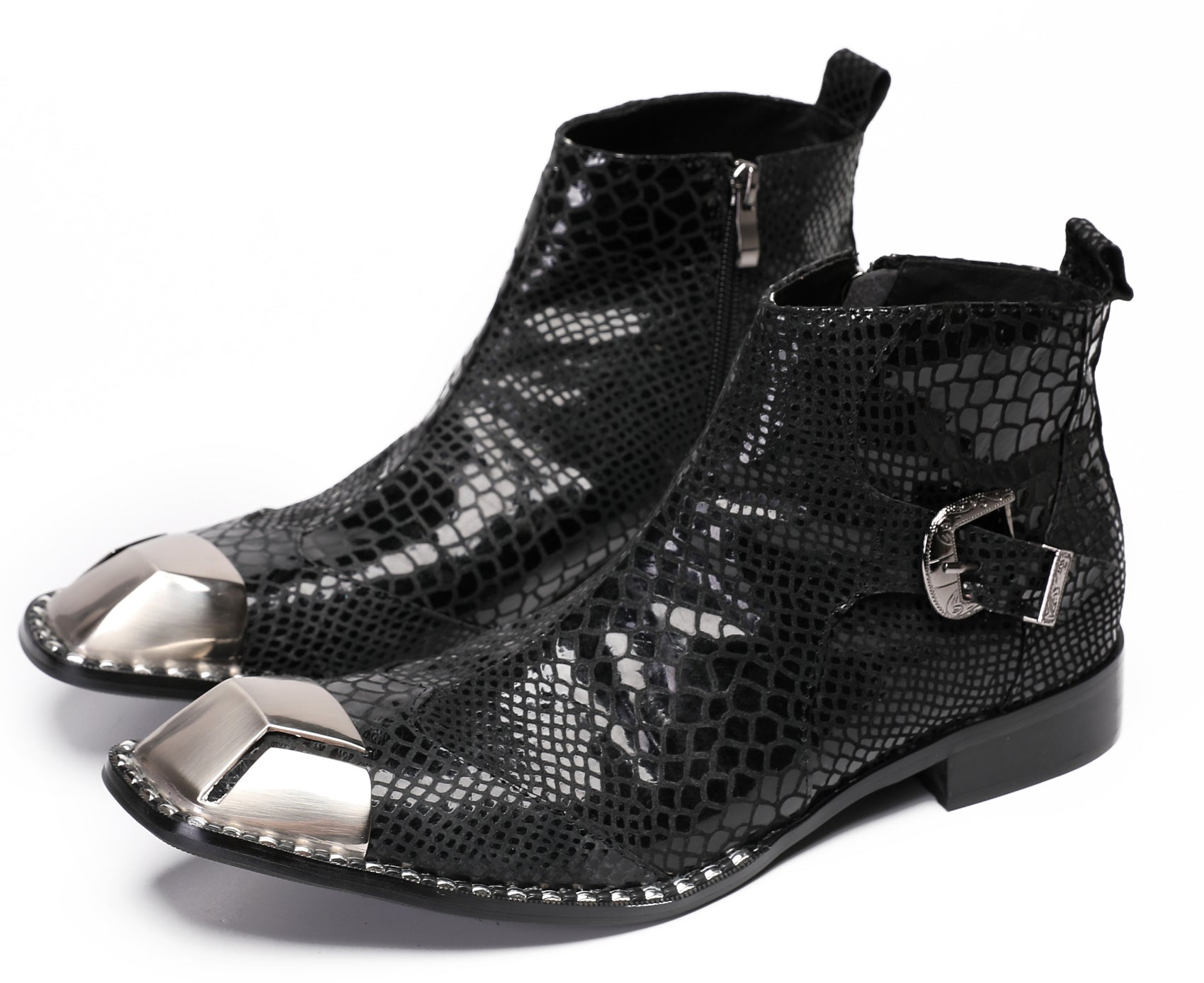 Mens Party Casual Zipper Buckle Western Boots