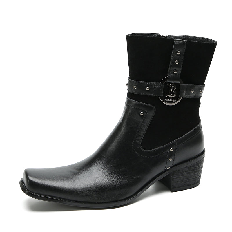 Men's Buttons Beaded High Top Western Boots