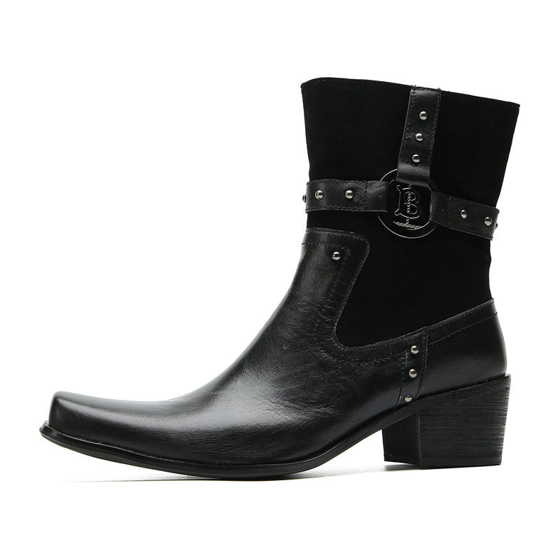 Men's Buttons Beaded High Top Western Boots