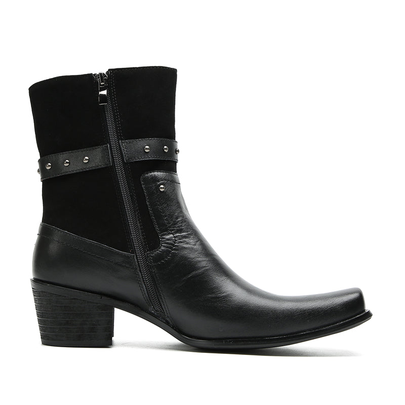 Men's Buttons Beaded High Top Western Boots