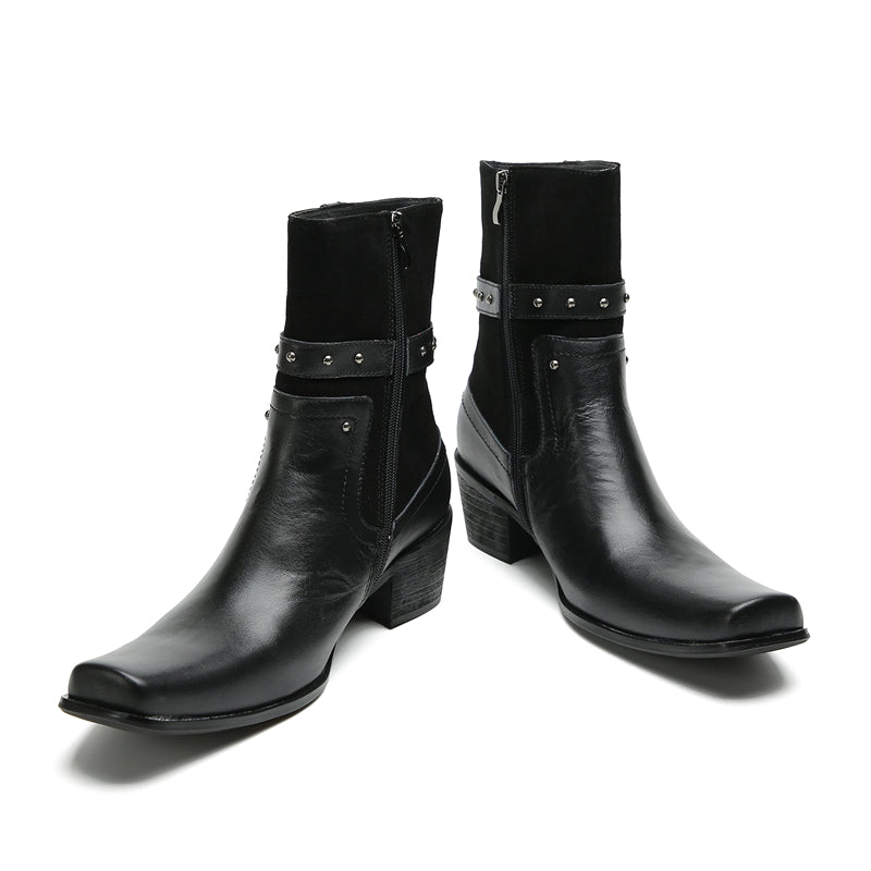 Men's Buttons Beaded High Top Western Boots