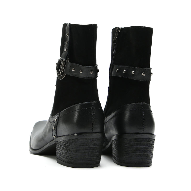 Men's Buttons Beaded High Top Western Boots