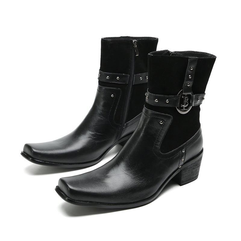 Men's Buttons Beaded High Top Western Boots