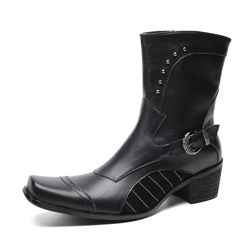 Men's Buttons Beaded High Top Western Boots