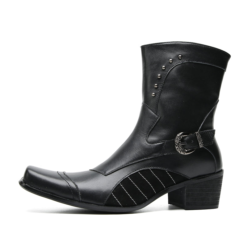 Men's Buttons Beaded High Top Western Boots