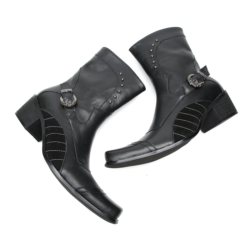 Men's Buttons Beaded High Top Western Boots