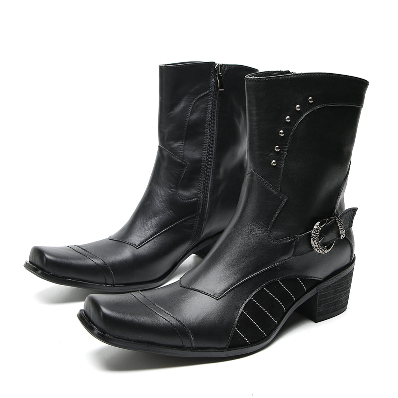 Men's Buttons Beaded High Top Western Boots