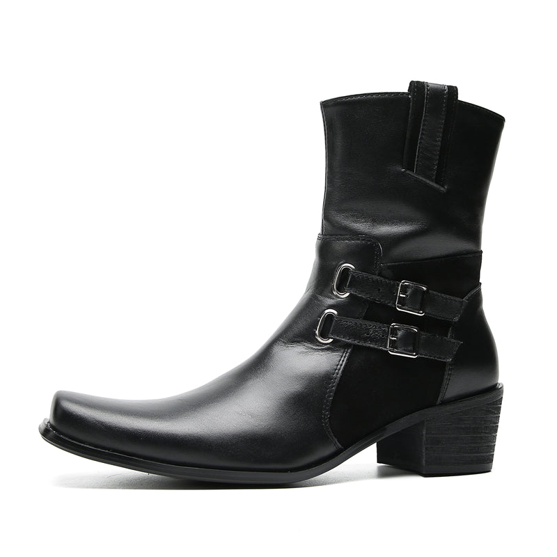 Men's Buttons Beaded High Top Western Boots