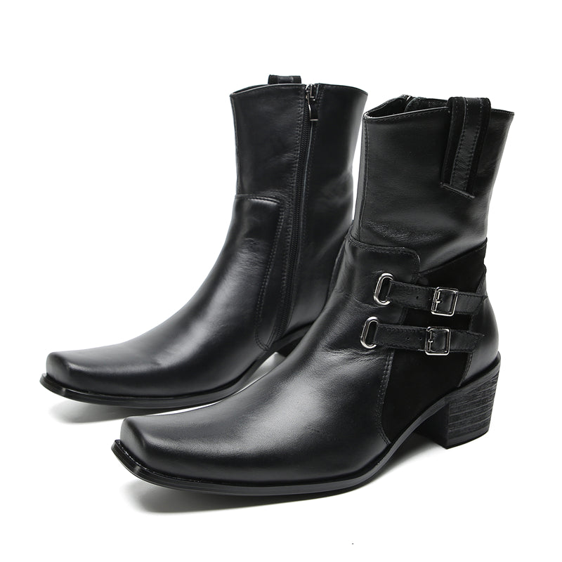 Men's Buttons Beaded High Top Western Boots