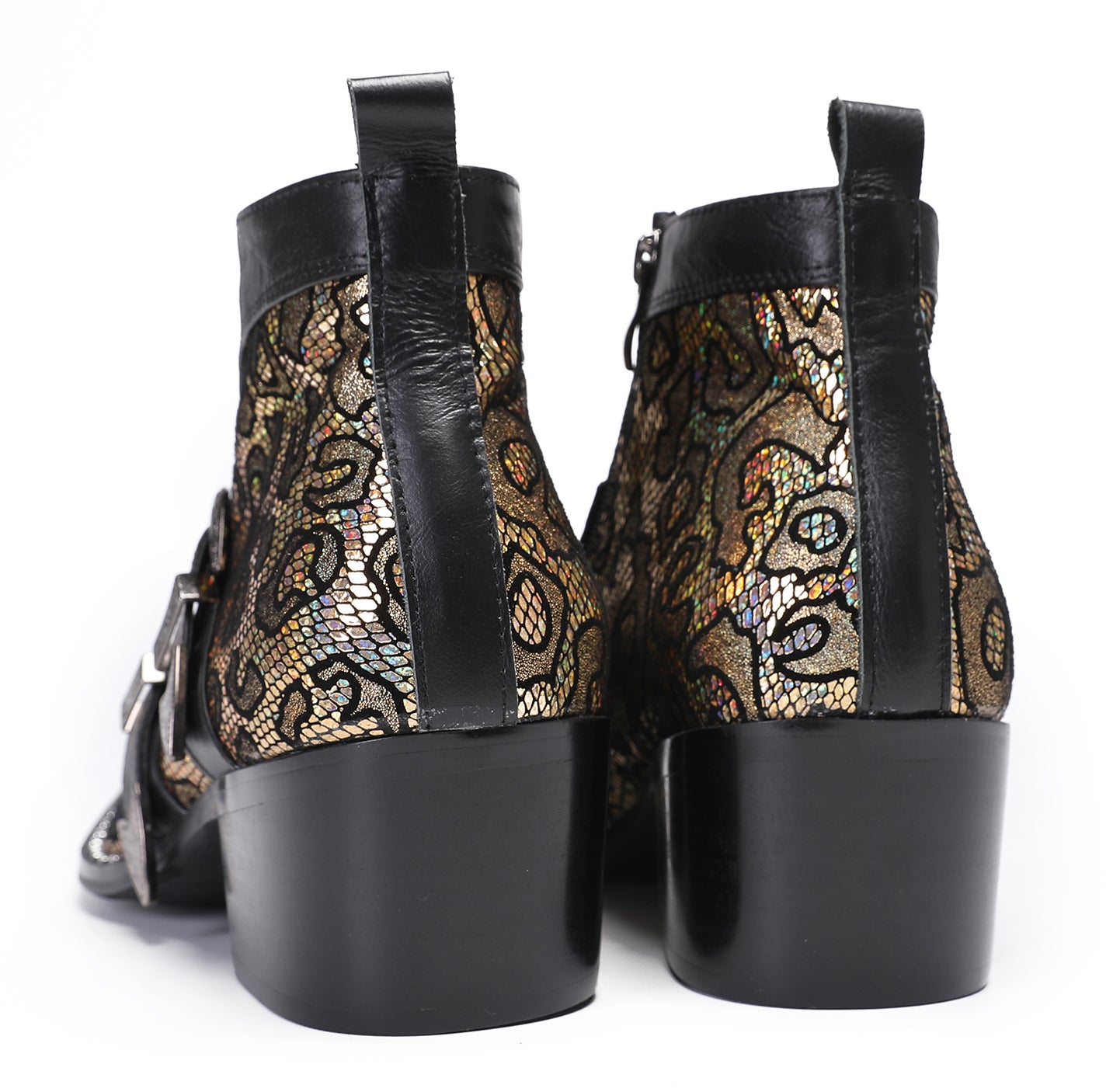 Mens Casual Two Tone Buckles Western Boots