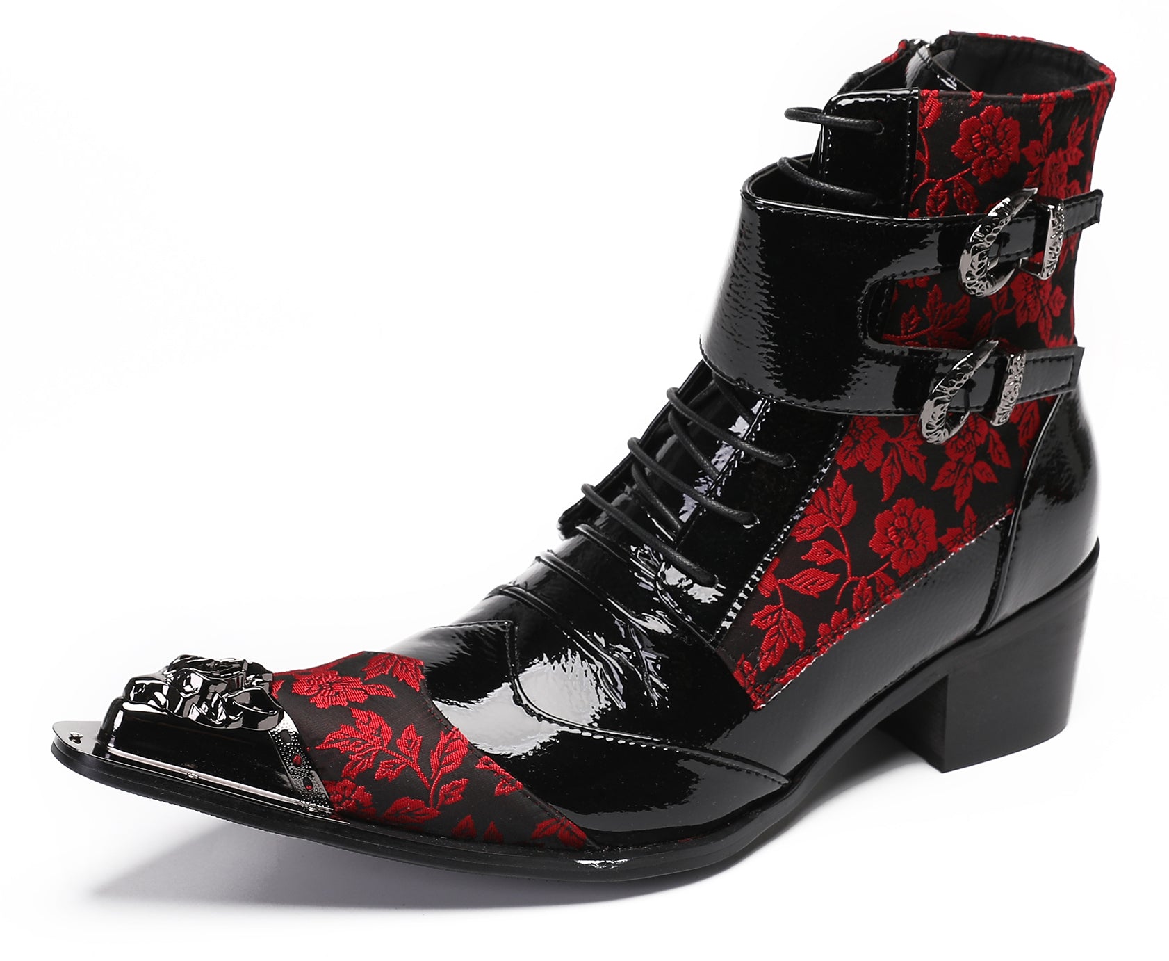 Mens Casual Meatal Tip Toe High Top Western Boots