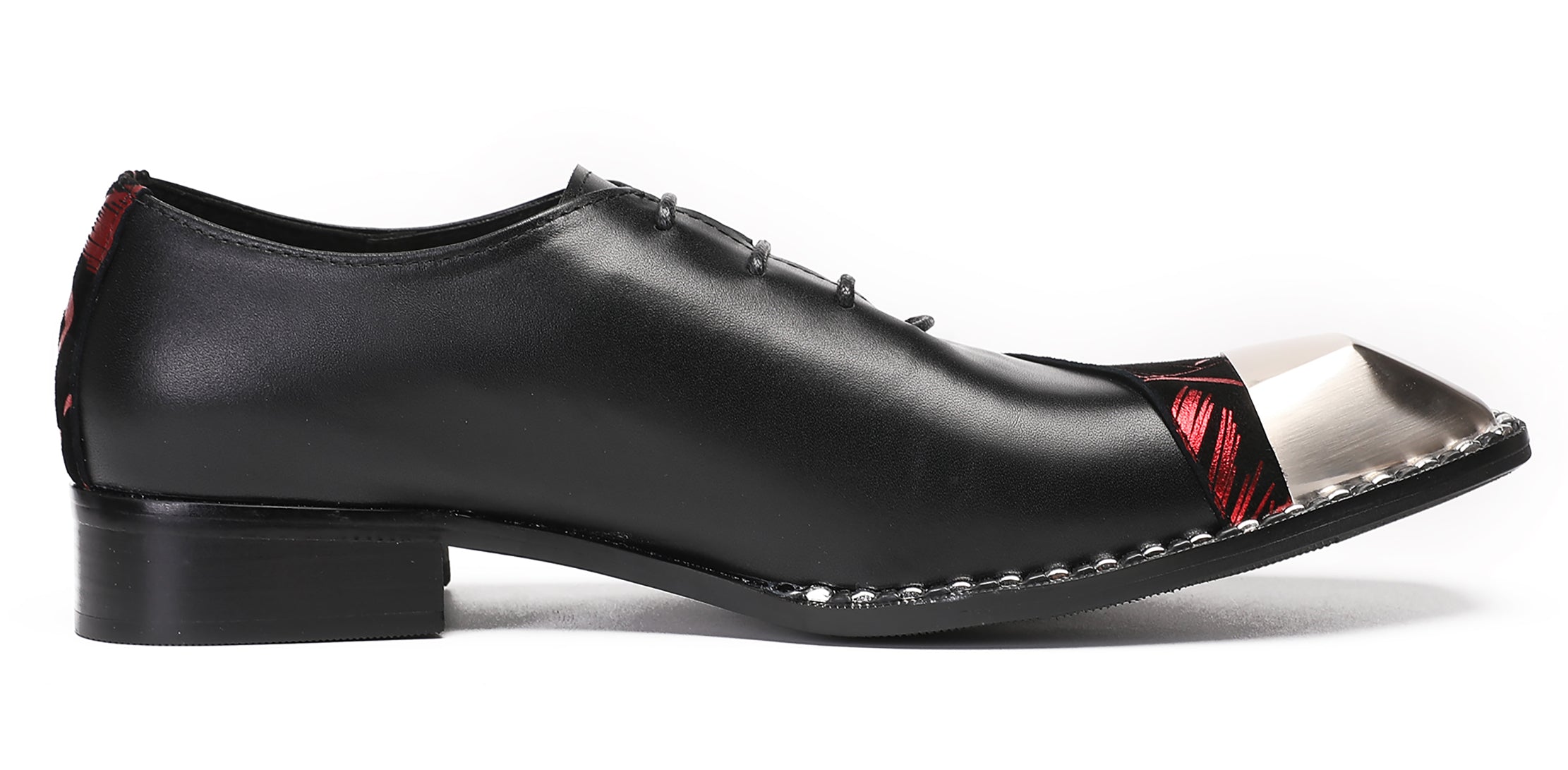 Mens Metal Square Tie Oxfords Two Toe Western Shoes