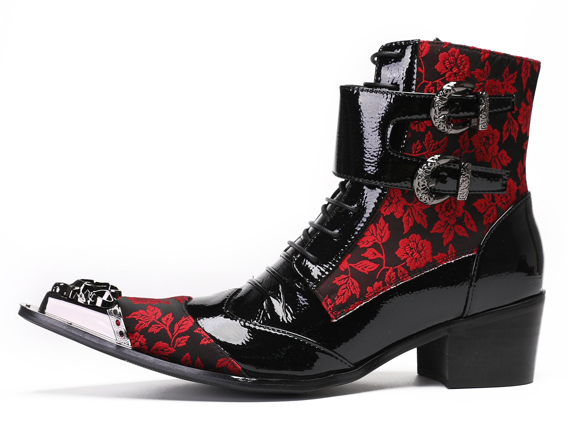 Mens Casual Meatal Tip Toe High Top Western Boots