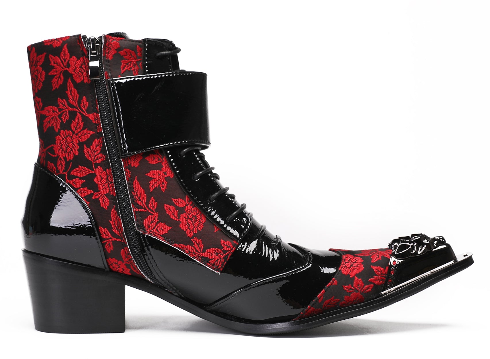 Mens Casual Meatal Tip Toe High Top Western Boots