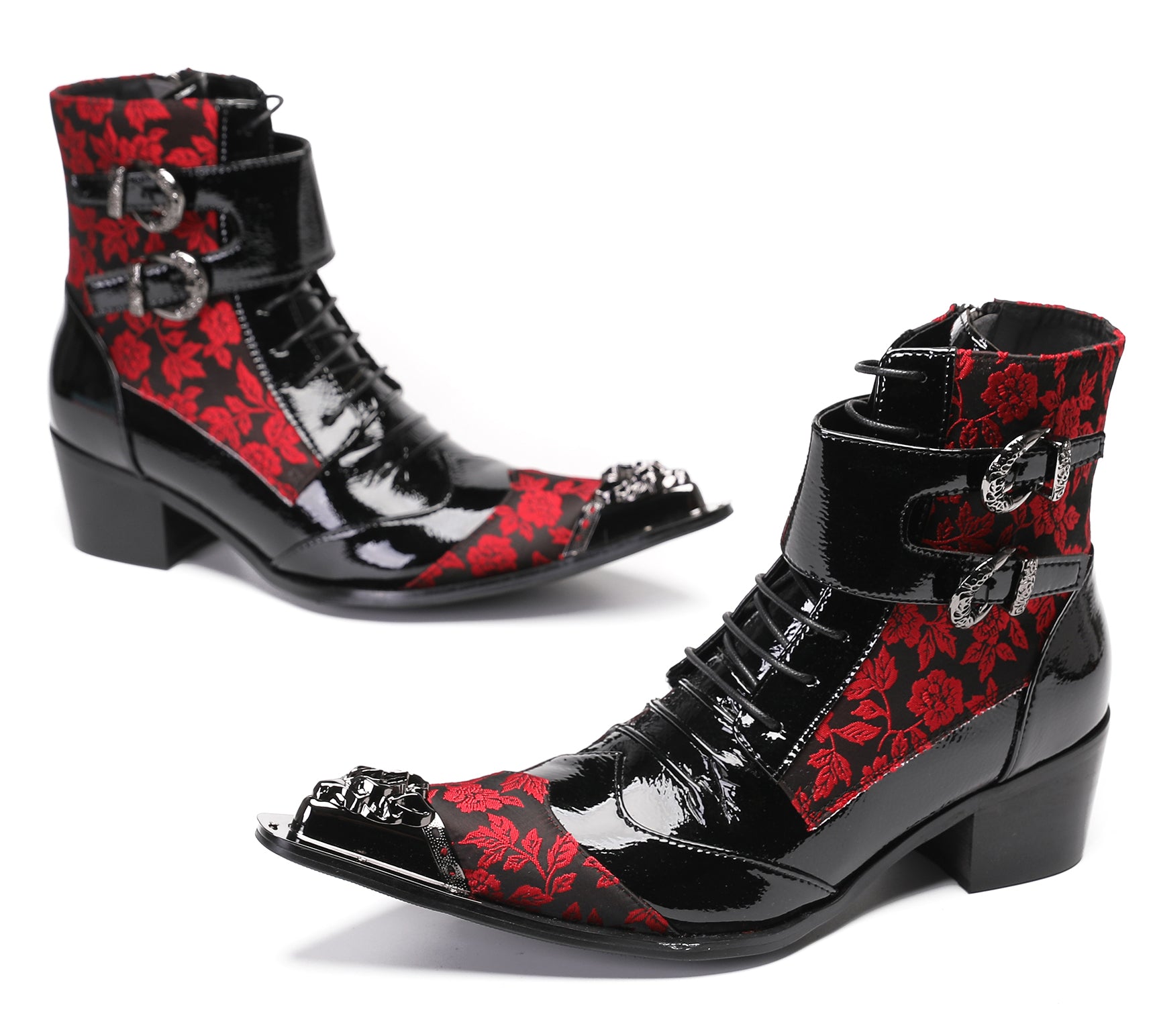 Mens Casual Meatal Tip Toe High Top Western Boots