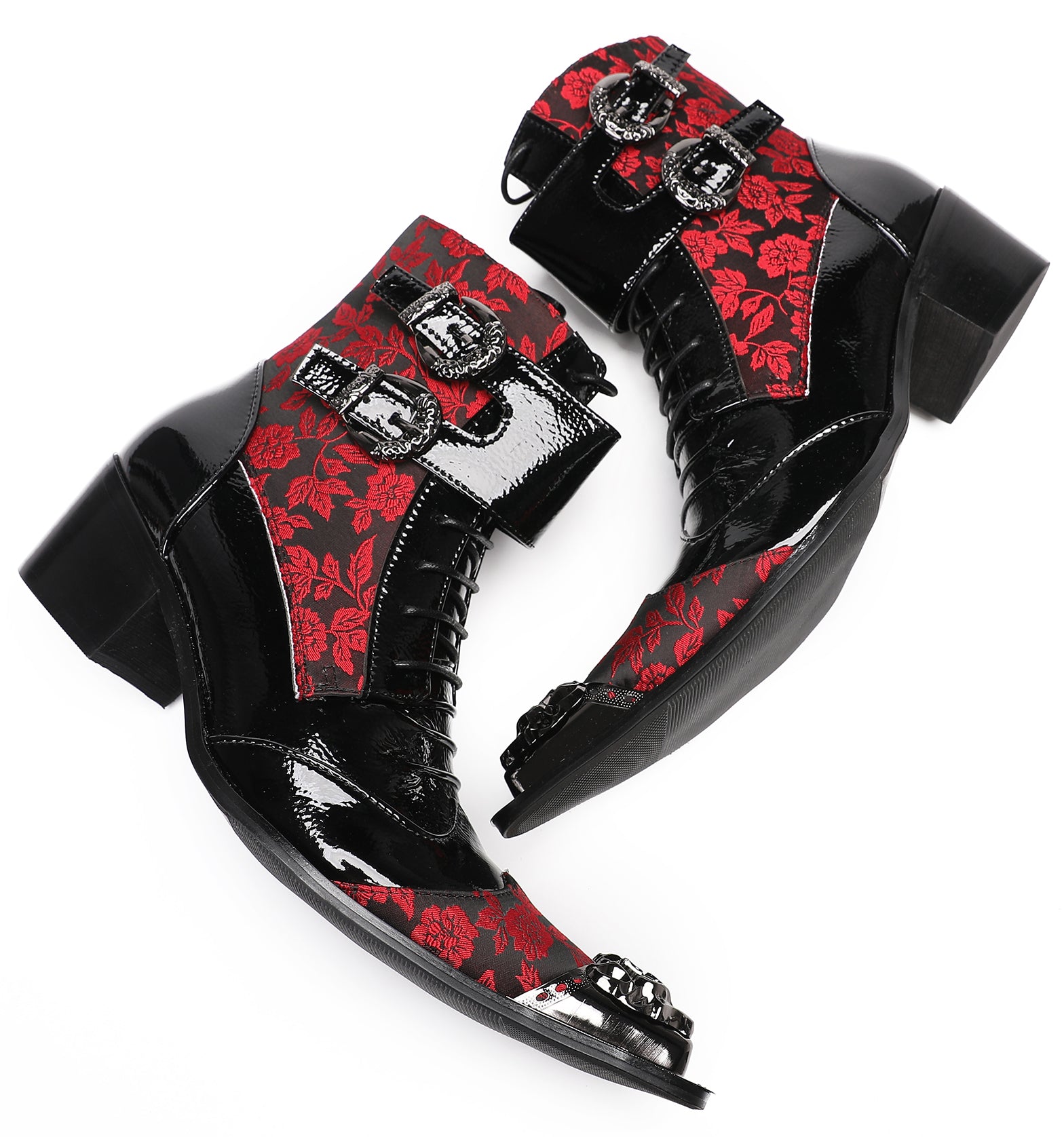 Mens Casual Meatal Tip Toe High Top Western Boots