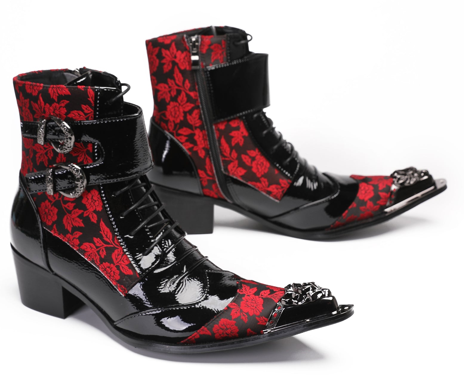 Mens Casual Meatal Tip Toe High Top Western Boots