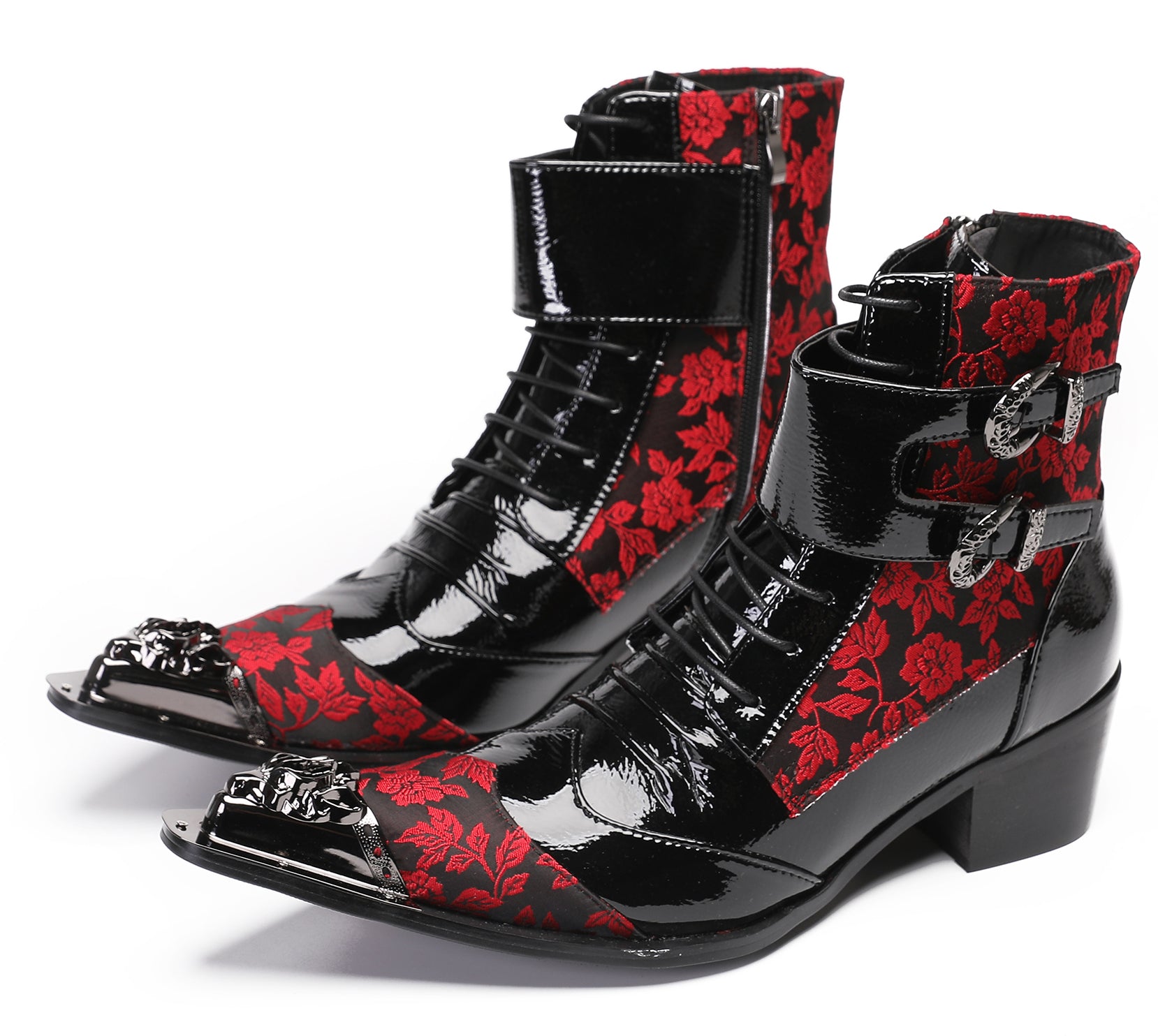 Mens Casual Meatal Tip Toe High Top Western Boots