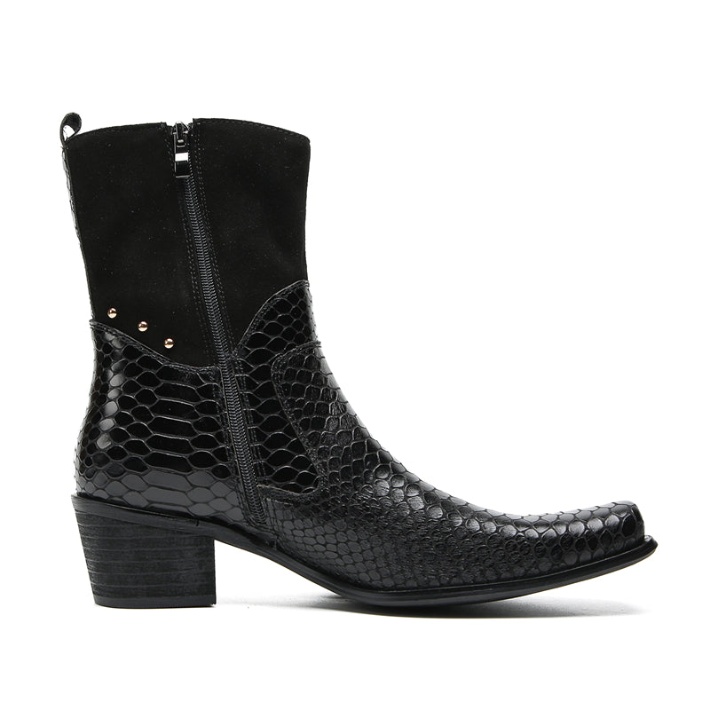 Men's Buttons Beaded High Top Western Boots