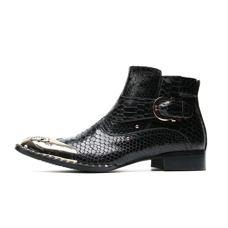 Botas vaqueras con botones y punta de metal para hombre