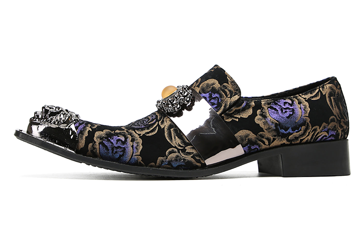 Men's Metal-Tip Yellow Gems Western Loafers