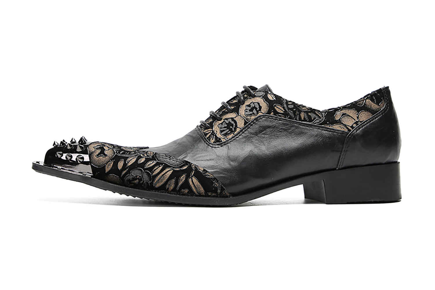 Zapatos Oxford occidentales informales con punta de metal para hombre