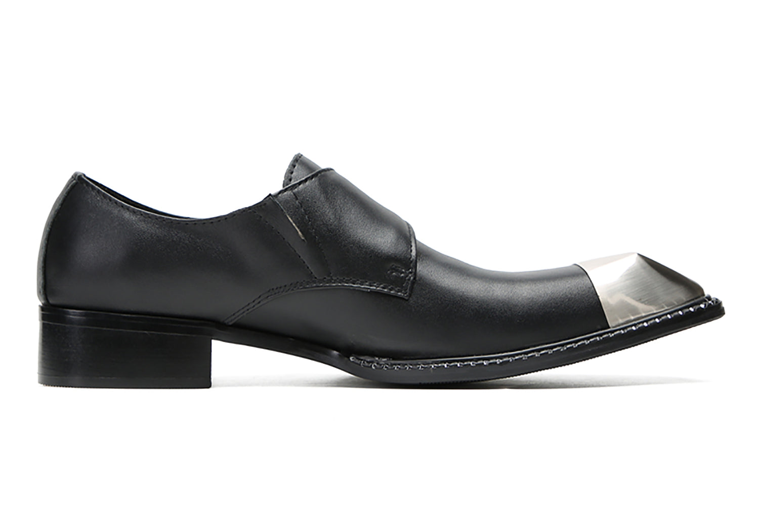 Mocasines occidentales informales con hebilla de punta cuadrada de metal para hombre