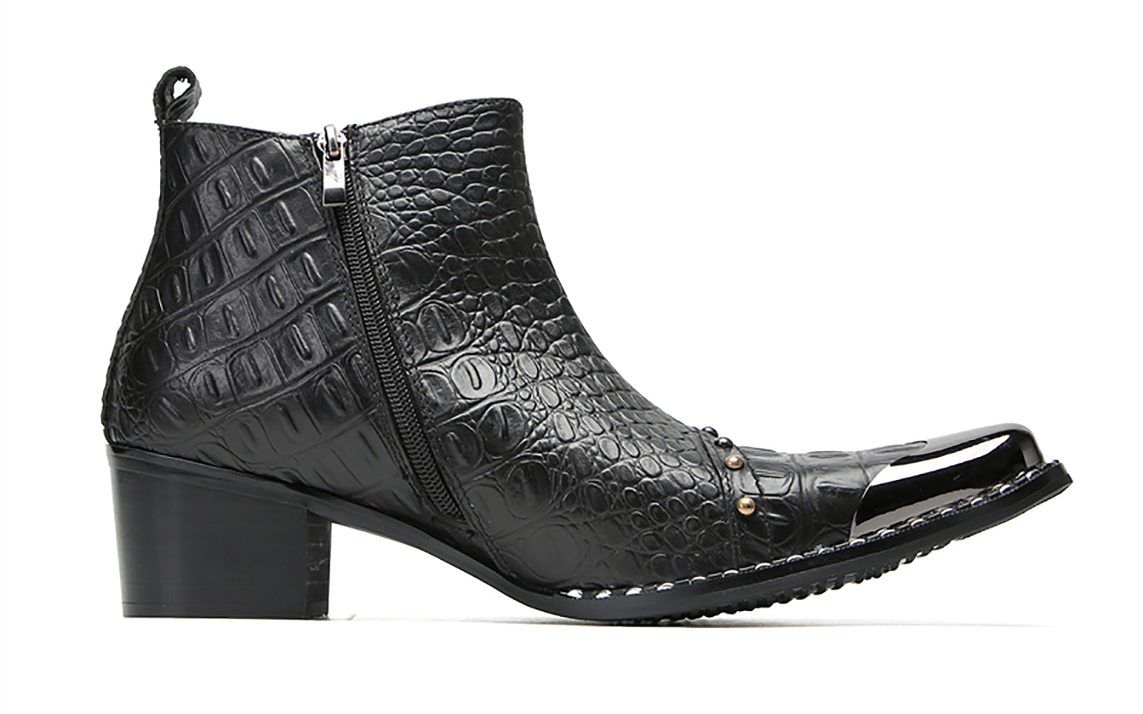 Men's Metal-Square Toe Beaded Western Boots