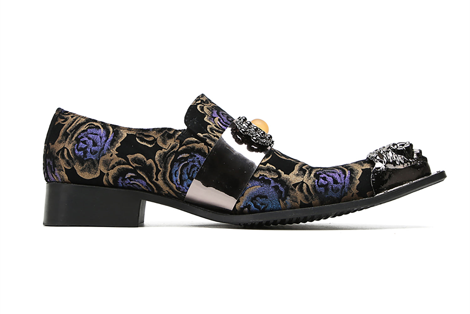Men's Metal-Tip Yellow Gems Western Loafers