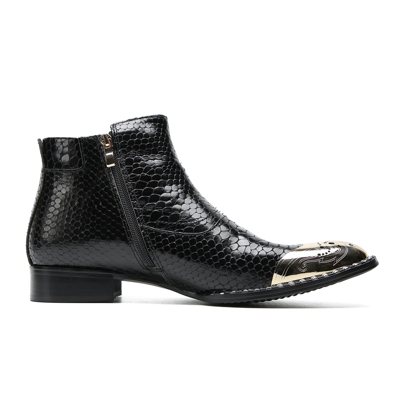 Botas vaqueras con botones y punta de metal para hombre