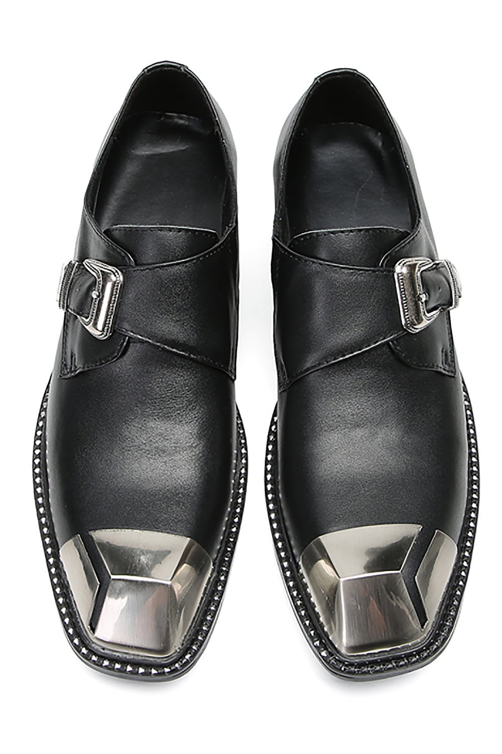 Mocasines occidentales informales con hebilla de punta cuadrada de metal para hombre