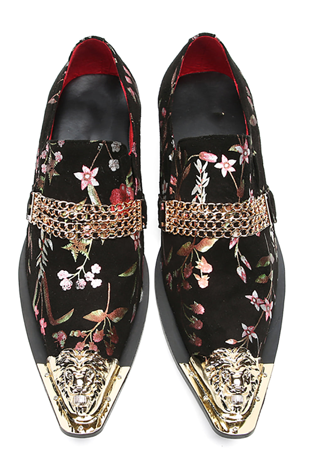 Men's Metal-Tip Toe Buttons Western Penny Loafers