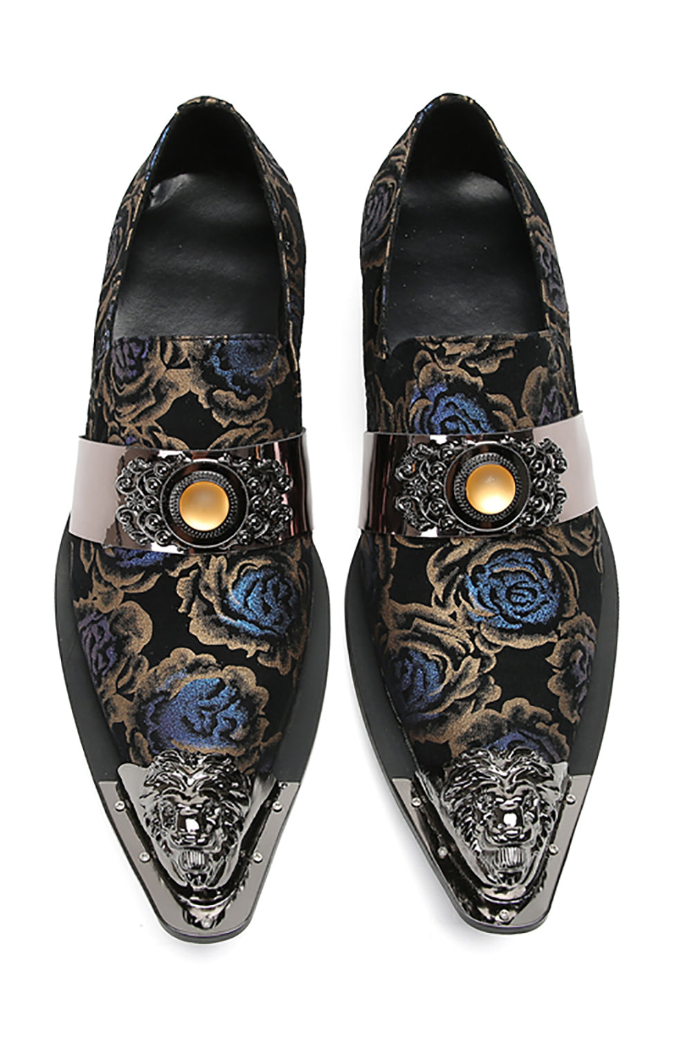 Men's Metal-Tip Yellow Gems Western Loafers