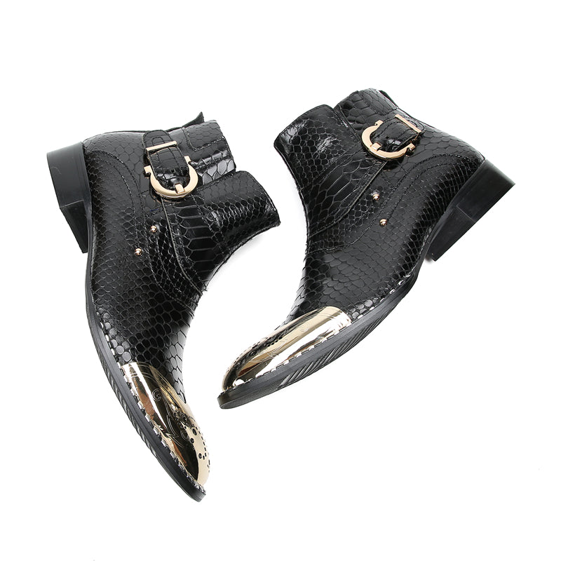 Botas vaqueras con botones y punta de metal para hombre
