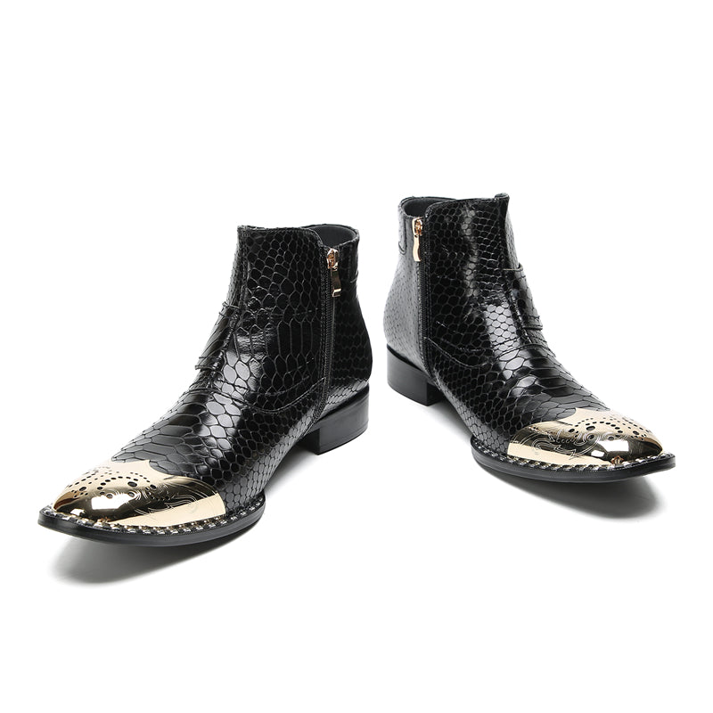 Botas vaqueras con botones y punta de metal para hombre