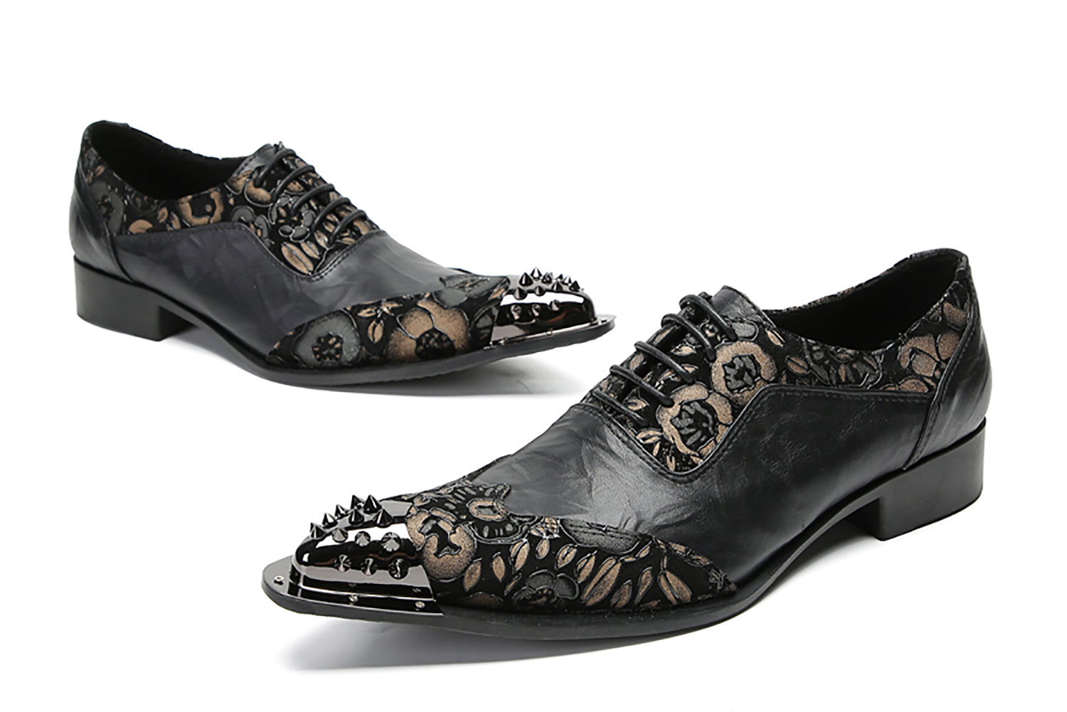 Zapatos Oxford occidentales informales con punta de metal para hombre