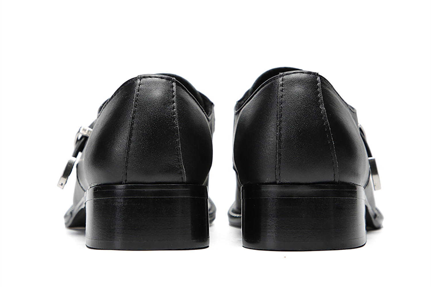 Mocasines occidentales informales con hebilla de punta cuadrada de metal para hombre