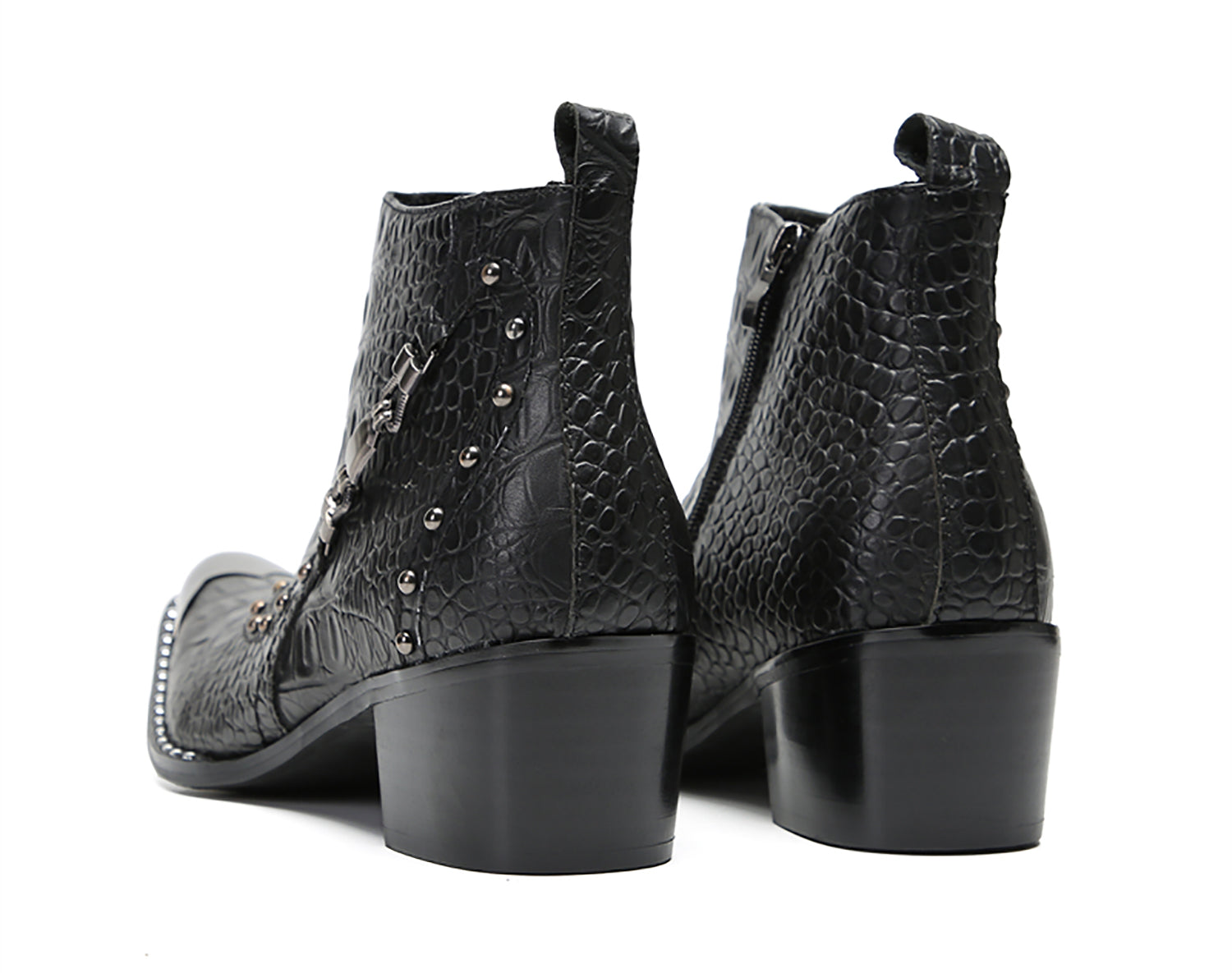 Men's Metal-Square Toe Beaded Western Boots