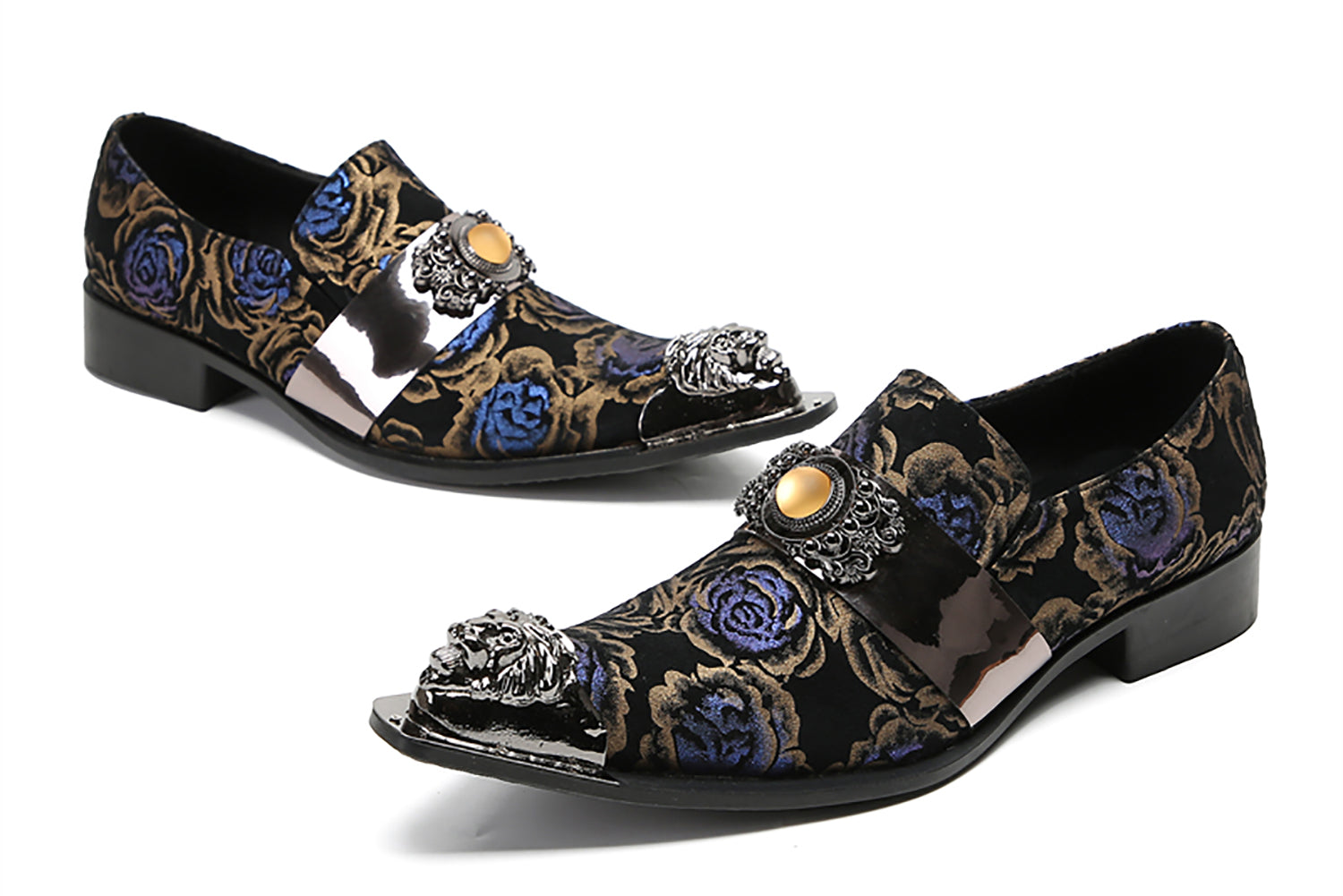 Men's Metal-Tip Yellow Gems Western Loafers